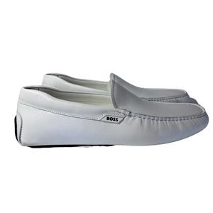 Hugo Boss Men's Noel Moccasin White Slip-On Toe Loafer Shoes (Men) US10/UK44